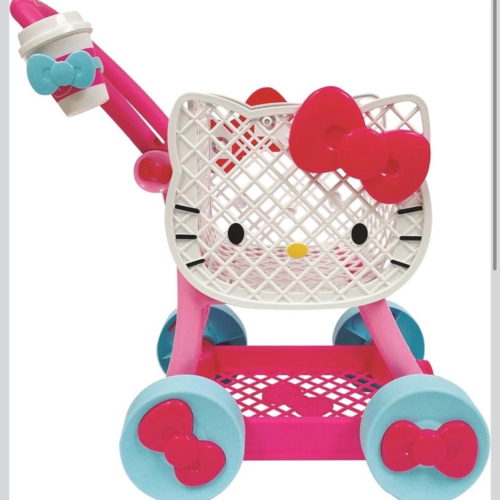 Hello Kitty Pink and Blue Doll Shopping Cart/ Push Toy